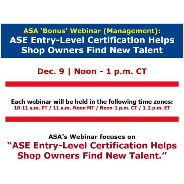 Webinar: ASE Entry Level Certification Helps Shop Owners Find New Talent